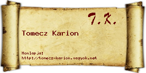 Tomecz Karion névjegykártya